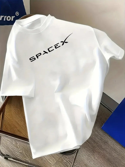 SpaceX Men'S 180g Cotton T-Shirt - Crew Neck, Short Sleeve, Regular Fit