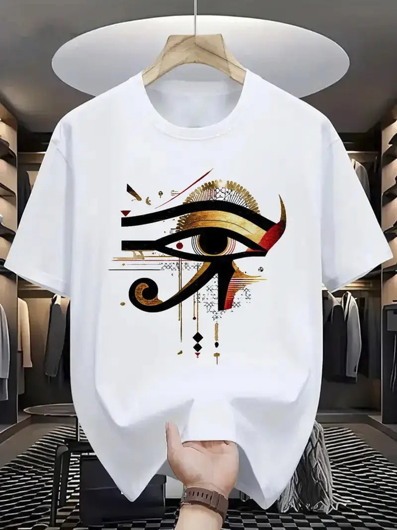 Pure cotton men's T-shirt, Horus Eye print T-shirt